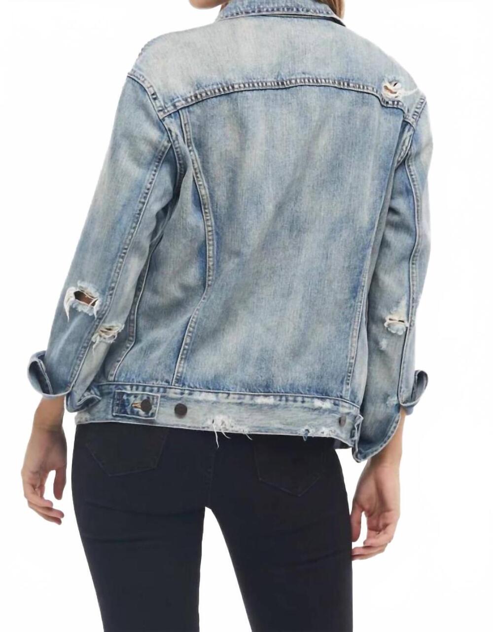 NEW ABLE merly long sleeve denim jacket in blue - Picture 3 of 4